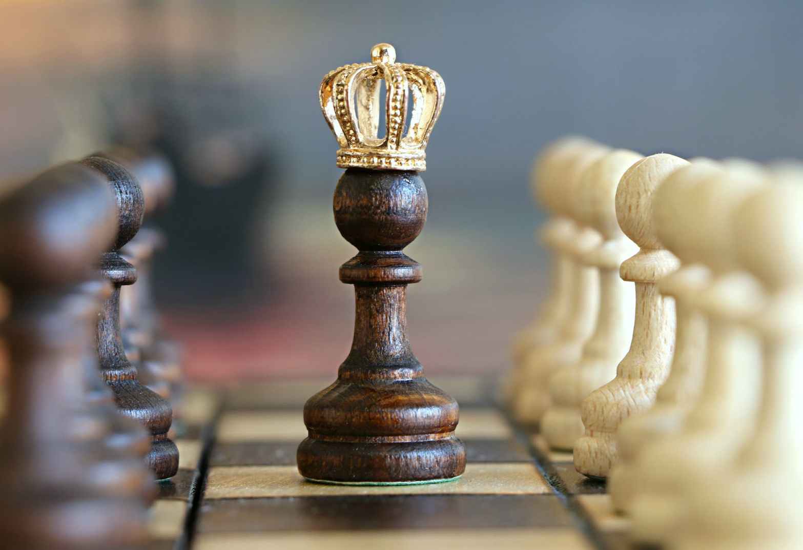 chess game close up of queened pawn to showcase how strategic brand communications can make your message stand out in a sea of noise