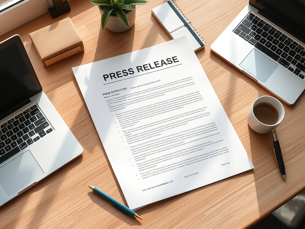picture of a press release document on a desk for a blog post on how to write a press release
